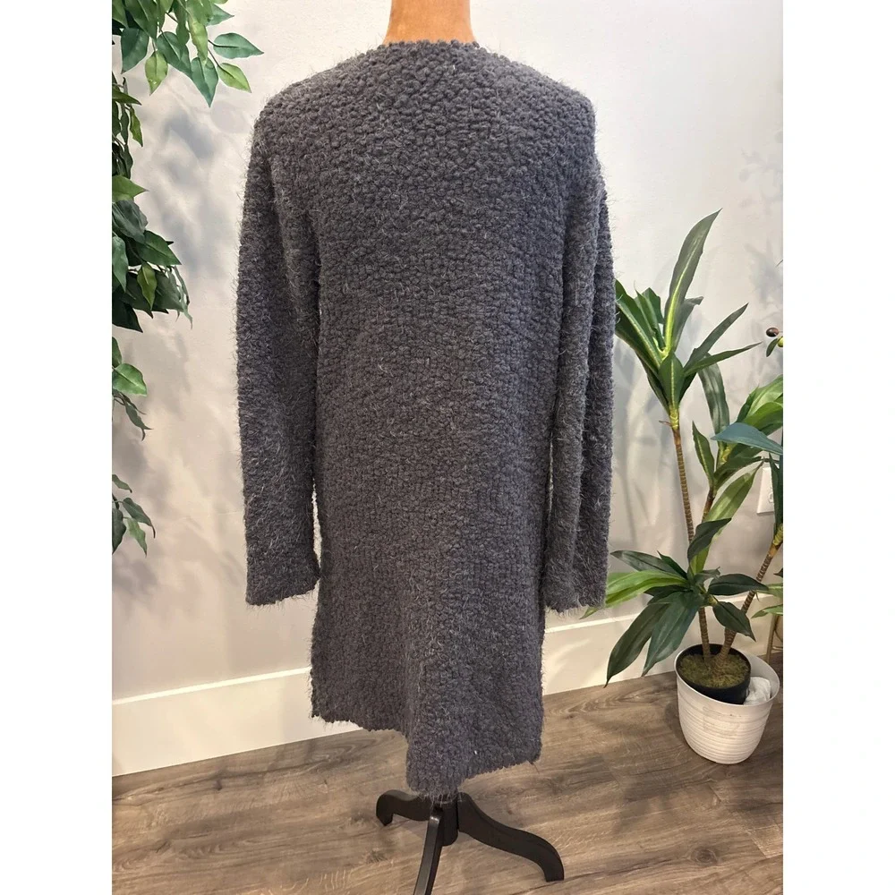POL Long Boucle‎ Knit Cardigan Gray Open Front Cozy Women